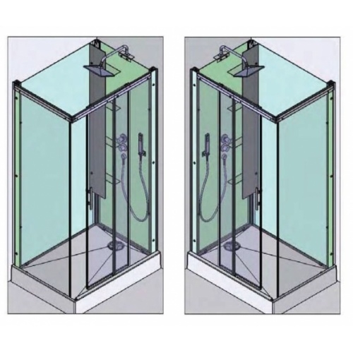 Cabine HORIZON Hydromassante 110x81 - Perle noire - Porte coulissante Réversible Horizon Rect_Coul Cabine HORIZON Hydromassante 110x81 - Perle noire - Porte coulissante Réversible Horizon Rect_Coul