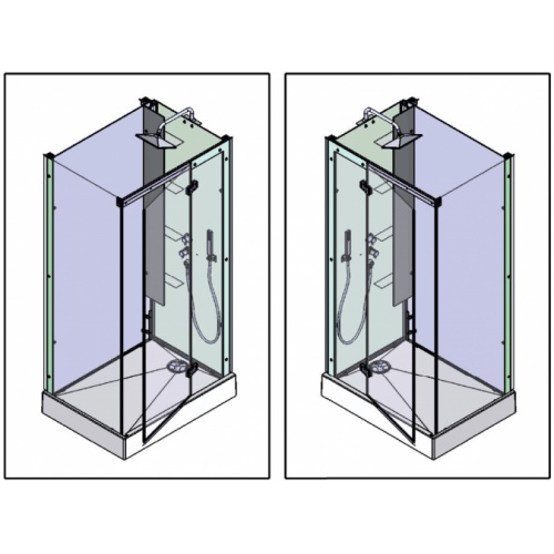 Cabine HORIZON Thermostatique 110x81 - Perle noire - Porte pivotante Réversible Horizon Rect_Piv