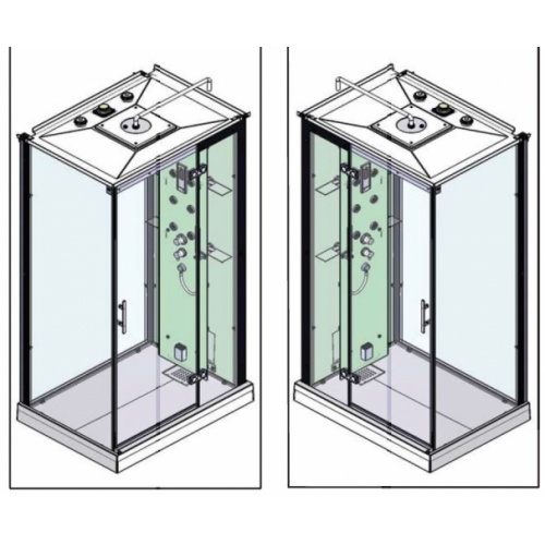 Cabine HORIZON 110 Hammam - Acier - Porte pivotante Réversible Horizon Rect_Ham_Piv Cabine HORIZON 110 Hammam - Acier - Porte pivotante Réversible Horizon Rect_Ham_Piv