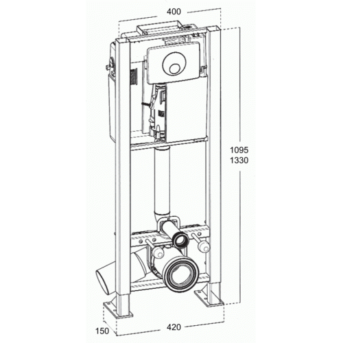 Bâti-support autoportant faible profondeur Porcher_P6553_Schéma