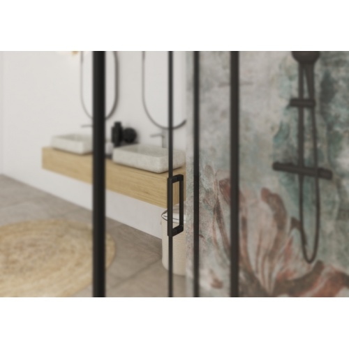Paroi coulissante SMART DESIGN Noir grainé - Gauche - 160 cm Zoom poignee noire Paroi coulissante SMART DESIGN Noir grainé - Gauche - 160 cm Zoom poignee noire