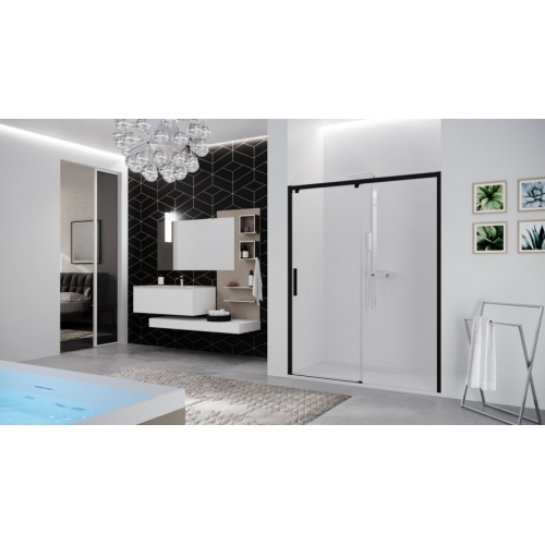 Paroi 1 porte coulissante KUADRA 2.0 2PH - Noir - Verre Transparent - Droite - 110cm K22PH107D-1H  Paroi 1 porte coulissante KUADRA 2.0 2PH - Noir - Verre Transparent - Droite - 110cm K22PH107D-1H