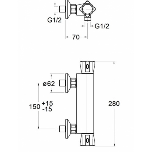 Mitigeur de douche thermostatique THETA BLACKMAT TE45113_schema