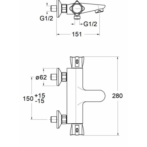 Mitigeur Bain/Douche thermostatique THETA BLACKMAT TE15713 Schéma Mitigeur Bain/Douche thermostatique THETA BLACKMAT TE15713 Schéma