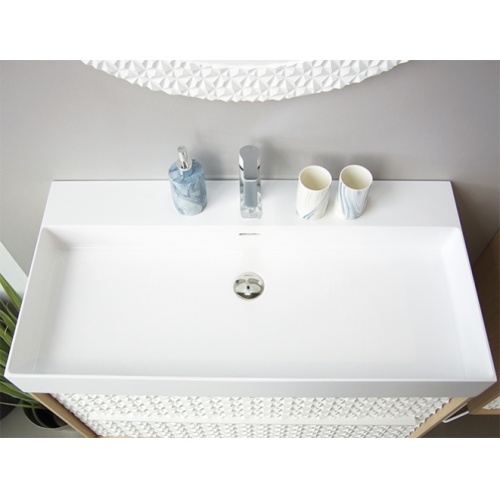 Meuble simple vasque 120cm EDGE Amande Mat et Gold mat Vasque  Meuble simple vasque 120cm EDGE Amande Mat et Gold mat Vasque