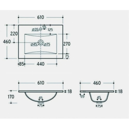 Meuble NEPTUNE Bois Clair 60 cm - SANS miroir ED61 Schéma Meuble NEPTUNE Bois Clair 60 cm - SANS miroir ED61 Schéma