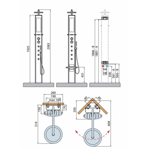 Colonne de douche THINK 1 - Mitigeur Mécanique - Sans siége THINK 1 Schéma Colonne de douche THINK 1 - Mitigeur Mécanique - Sans siége THINK 1 Schéma