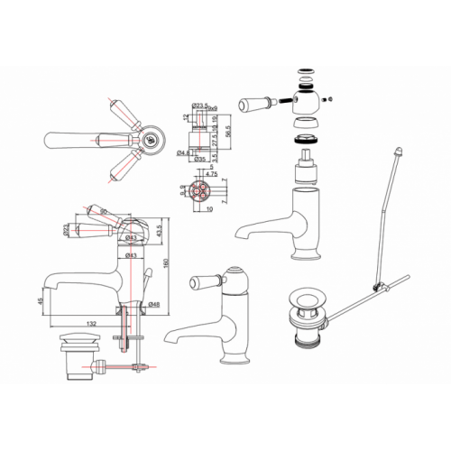 Mitigeur CHELSEA avec vidage tirette - Blanc CH20_LD Mitigeur CHELSEA avec vidage tirette - Blanc CH20_LD