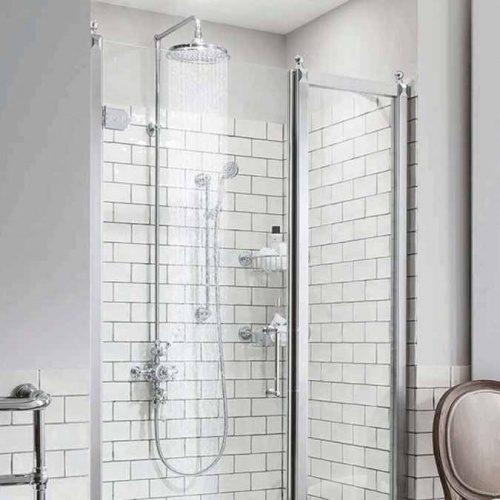 Colonne Thermostatique Rétro AVON - Poignée Noire - Douche de tête 180mm Burlington_Avon Colonne Thermostatique Rétro AVON - Poignée Noire - Douche de tête 180mm Burlington_Avon