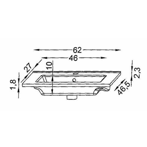 Meuble simple vasque NOLITA Béton 60 cm - Sans miroir Détail Plan Vasque SANICA