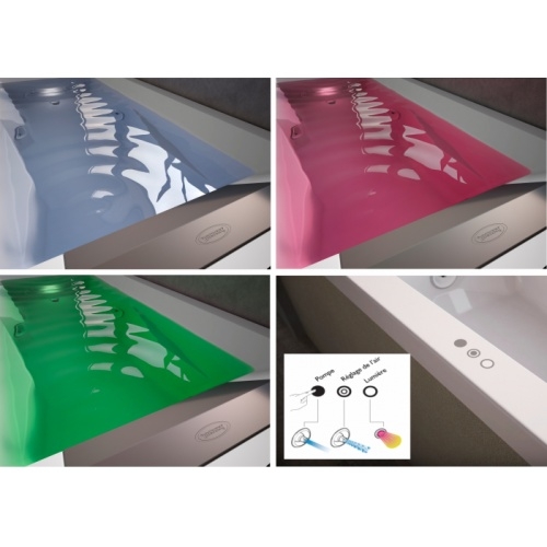 Baignoire balnéo MyWay Jacuzzi 180 x80 - Droite - Rainbow - Avec robinetterie MyWay Droite chromo Baignoire balnéo MyWay Jacuzzi 180 x80 - Droite - Rainbow - Avec robinetterie MyWay Droite chromo