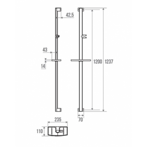 Barre d'appui et de maintien adaptée PMR et Séniors, multifonctions ARSIS pour douche Schéma 049819