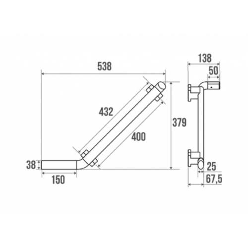 Barre d'appui et de relevage adaptée PMR et Séniors, multifonctions ARSIS pour WC 048410 Schéma
