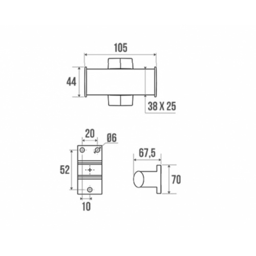 Porte-peignoir 2 têtes ARSIS Blanc & Chromé mat 049911 Schéma Porte-peignoir 2 têtes ARSIS Blanc & Chromé mat 049911 Schéma