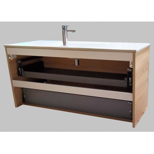 Meuble sdb UNO 120 cm Bois Clair - SANS Miroir - Fabriqué en France** Meuble SANITAIRE pour plan PCER-6