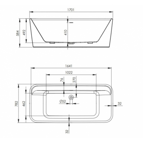 Baignoire ilot ou murale KAMBIA Vert Eucalyptus KAMBIA Schéma