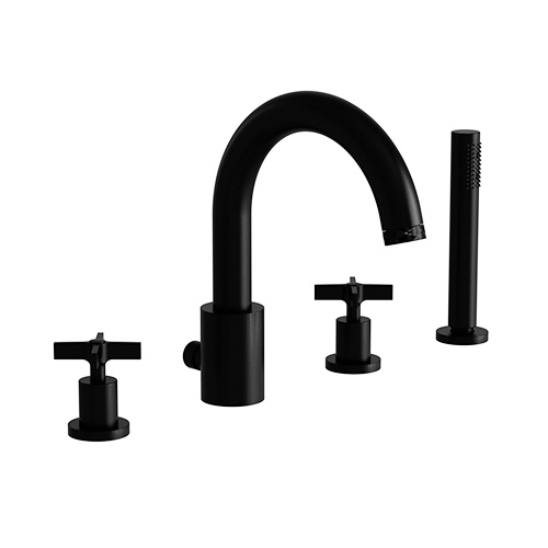 Bain/Douche CROSS ROAD 4 trous sur gorge Noir mat Bain/Douche CROSS ROAD 4 trous sur gorge Noir mat