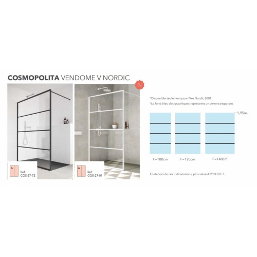 Paroi de douche NORDIC FN-2001 Vendome V - Blanc - 100 cm COMOPOMITA Vendome V Nordic Paroi de douche NORDIC FN-2001 Vendome V - Blanc - 100 cm COMOPOMITA Vendome V Nordic