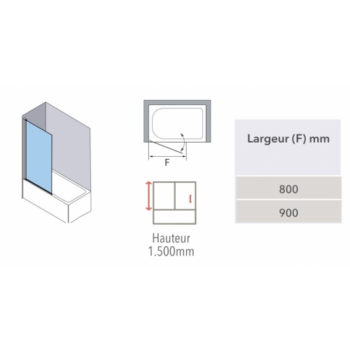 Pare-bain battant HADA Plus Noir - 80 cm Pare-Bain HADA Plus Schéma Pare-bain battant HADA Plus Noir - 80 cm Pare-Bain HADA Plus Schéma