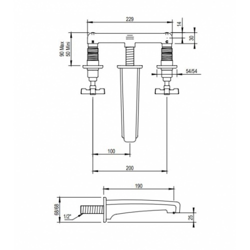 Mélangeur de lavabo mural ZEPHYR 3 trous - Chromé Zéphyr 17 263 Schéma Mélangeur de lavabo mural ZEPHYR 3 trous - Chromé Zéphyr 17 263 Schéma