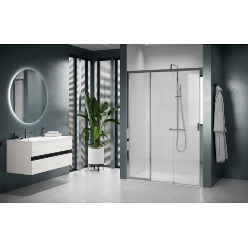 Paroi de douche 2 portes coulissantes + 1 fixe LUNES 2.0 3PH 95 cm - Transparent - Silver - Ouv. Gauche LUNES 2 0 3PH Gauche