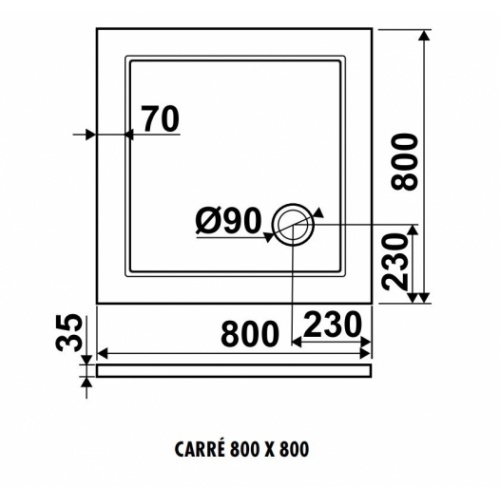 Receveur de douche Carrée Zamori 80x80cm Antidérapant Z1160 Schéma Receveur de douche Carrée Zamori 80x80cm Antidérapant Z1160 Schéma