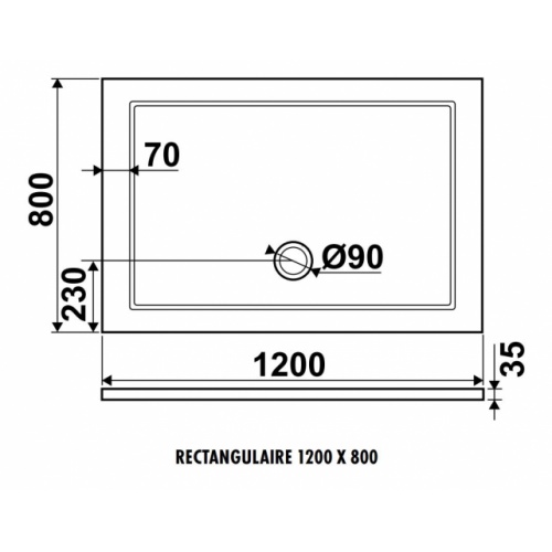 Receveur de douche Zamori 120x80cm Z1175 Schéma Receveur de douche Zamori 120x80cm Z1175 Schéma