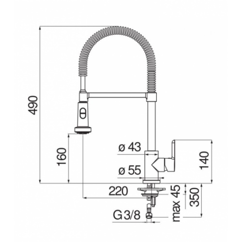 Mitigeur de cuisine monocommande ABC Chromé AB87300-3CR Schéma
