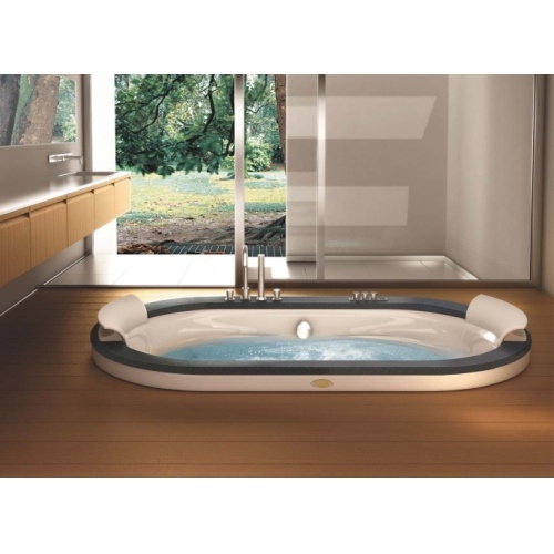 Baignoire balnéo à encastrer OPALIA 190x110cm - Cadre en Teck - Sans Robinetterie Opalia-Wengé