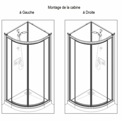 Cabine de douche Kineprime Glass faible hauteur - Coulissante - 1/4 de Rond 80cm KINEPRIME Reversible Cabine de douche Kineprime Glass faible hauteur - Coulissante - 1/4 de Rond 80cm KINEPRIME Reversible