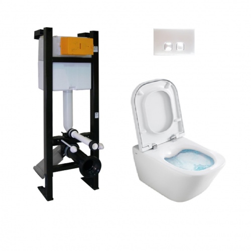 Pack WC Bâti-support Evo + Cuvette GAP Cleanrim+ Plaque Blanche Pack WC Bâti-support Evo + Cuvette GAP Cleanrim+ Plaque Blanche