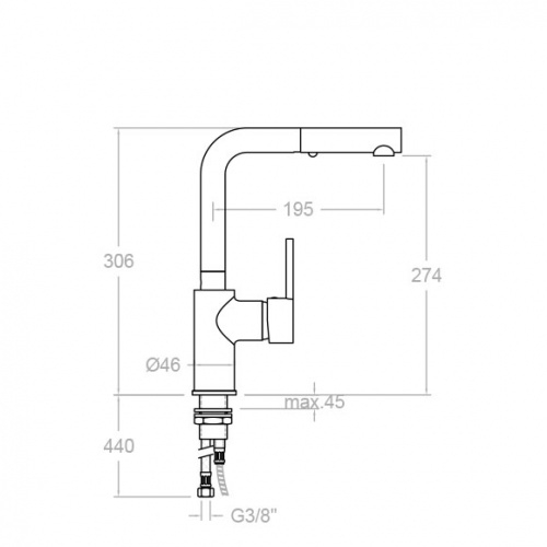 Mitigeur évier Drako avec douchette 3319H1 33E301600 Schéma