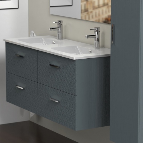 Meuble double vasque RIO 120 cm Gris structuré - En Kit RIO