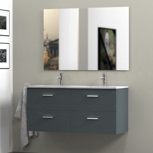 Meuble double vasque RIO 120 cm Gris structuré - En Kit Meuble double vasque RIO 120 cm Gris structuré - En Kit