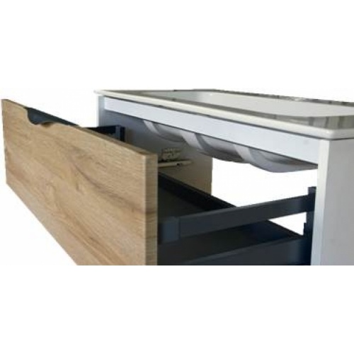 Meuble LE FRENCH Blanc/Chêne Clair avec Miroir antibuée - 80cm Le coq ouvert Meuble LE FRENCH Blanc/Chêne Clair avec Miroir antibuée - 80cm Le coq ouvert