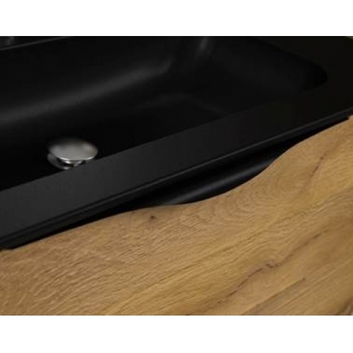 Meuble LE FRENCH Noir mat/Chêne Clair avec Miroir antibuée - 120cm Zoom Noir