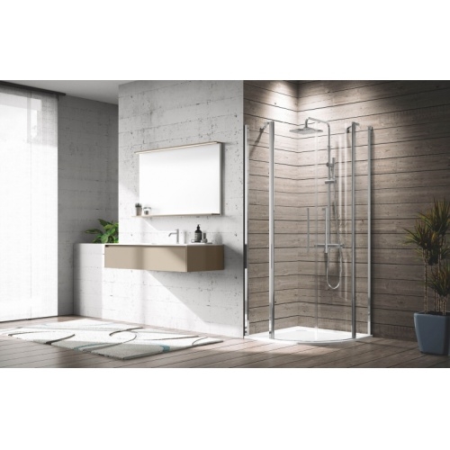 Paroi quart de cercle YOUNG R2 2 portes battantes et 2 fixes en alignement - SIlver - 90x90cm YOUNG R2 Paroi quart de cercle YOUNG R2 2 portes battantes et 2 fixes en alignement - SIlver - 90x90cm YOUNG R2