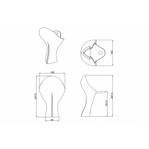 Baignoire Rétro AVANTGARDE avec pieds Arc Noir - Pose contre un mur L2 Schéma Baignoire Rétro AVANTGARDE avec pieds Arc Noir - Pose contre un mur L2 Schéma