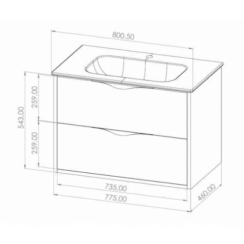 Meuble LE FRENCH Blanc/Chêne Clair avec Miroir antibuée - 80cm LE FRENCH 80 Schéma Meuble LE FRENCH Blanc/Chêne Clair avec Miroir antibuée - 80cm LE FRENCH 80 Schéma