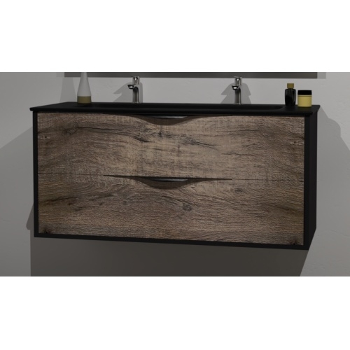 Meuble LE FRENCH Noir mat/Pitaya avec Miroir antibuée - 120cm 120-noir-pitaya