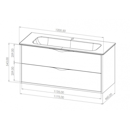 Meuble LE FRENCH Noir mat/Chêne Clair avec Miroir antibuée - 120cm LE FRENCH 120 Schéma