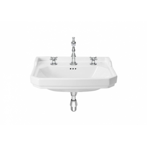 Vasque de lavabo rétro CARMEN 65cm Blanc brillant - 3 trous