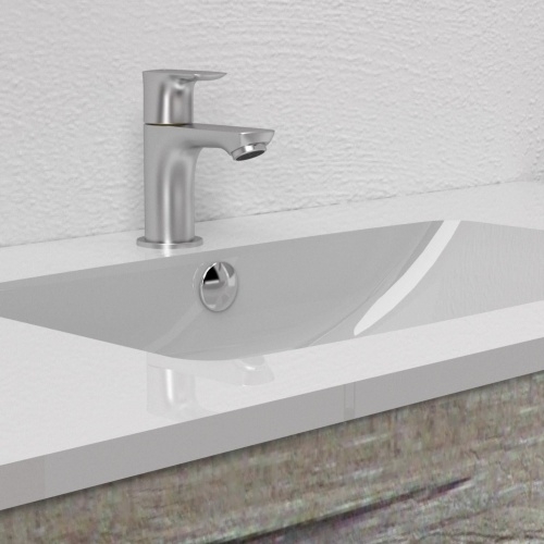 Meuble vasque INFINI 3T 80cm Edelweiss avec miroir KATHY antibuée Plan Edelweiss