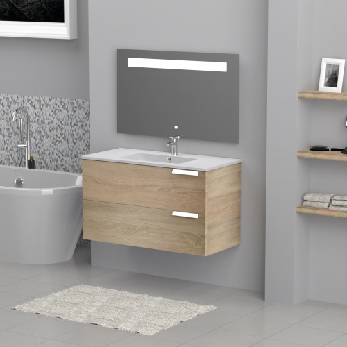 Meuble vasque INFINI 2T 100cm Canelle avec miroir KATHY antibuée