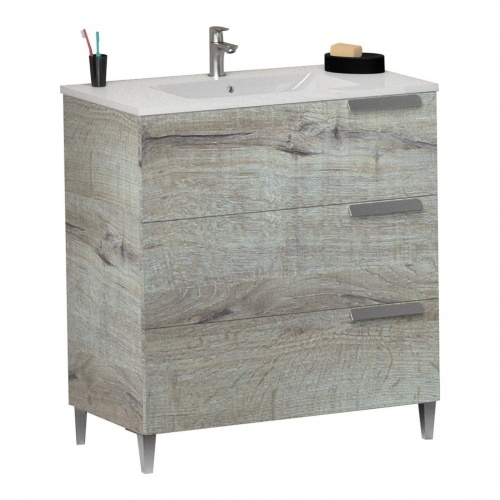 Meuble vasque INFINI 3T 80cm Edelweiss avec miroir KATHY antibuée INFINI 3T 80_Edelweiss