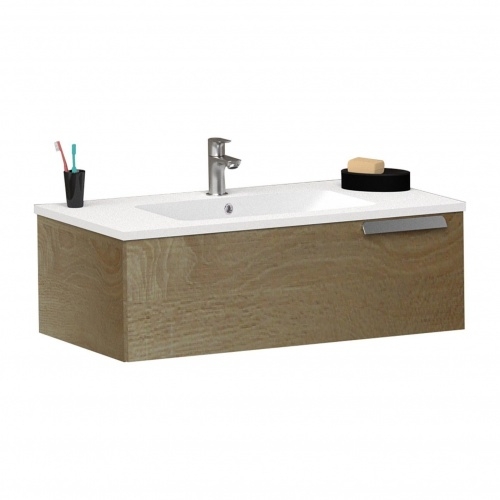 Ensemble meuble de salle de bains décalé INFINI 80cm Canelle avec miroir KATHY INFINI 1T 80_Canelle