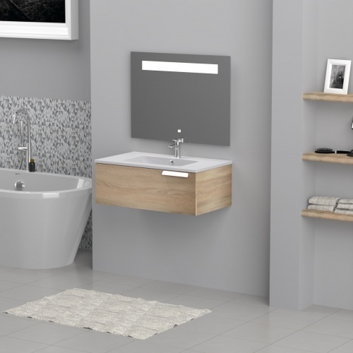 Meuble vasque INFINI 1T 80cm Canelle avec miroir KATHY antibuée Meuble vasque INFINI 1T 80cm Canelle avec miroir KATHY antibuée