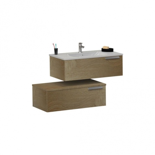 Ensemble meuble de salle de bains décalé INFINI 80cm Canelle avec miroir KATHY INFINI Décalé 80_Canelle