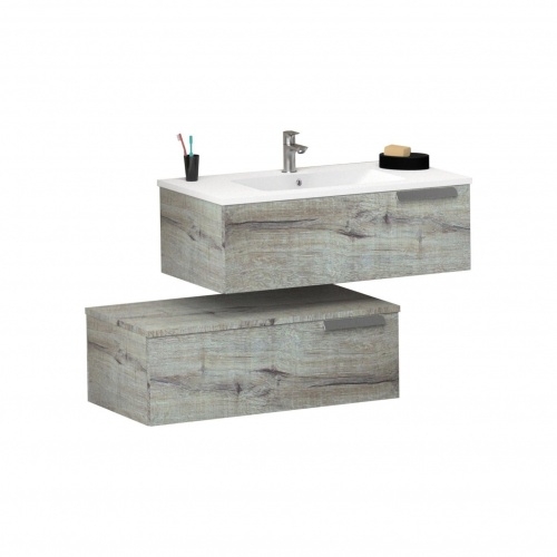 Ensemble meuble de salle de bains décalé INFINI 80cm Edelweiss avec miroir KATHY INFINI Décalé 80_Edelweiss Ensemble meuble de salle de bains décalé INFINI 80cm Edelweiss avec miroir KATHY INFINI Décalé 80_Edelweiss