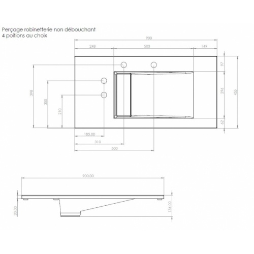 Ensemble meuble de salle de bains décalé INFINI 90cm Canelle PEP90 Schéma Ensemble meuble de salle de bains décalé INFINI 90cm Canelle PEP90 Schéma